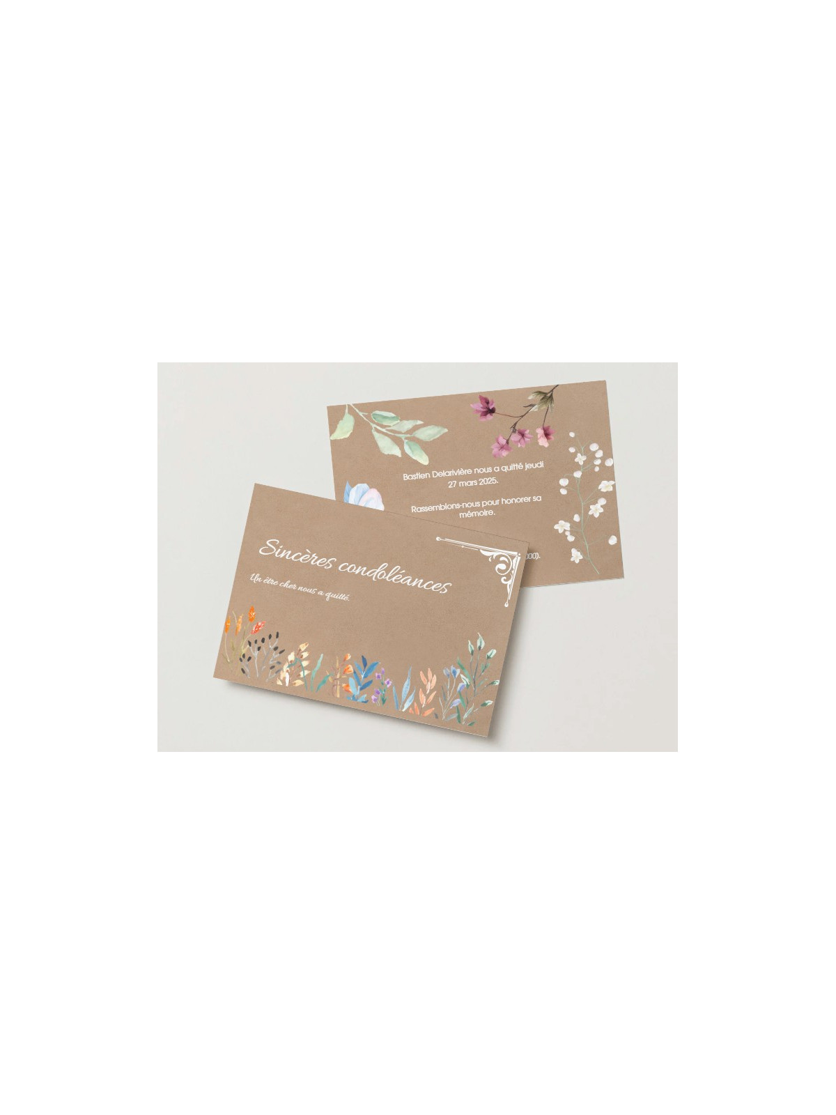 Carte de Condoléances "Condoléances Florales" | Un Message de Soutien avec Douceur