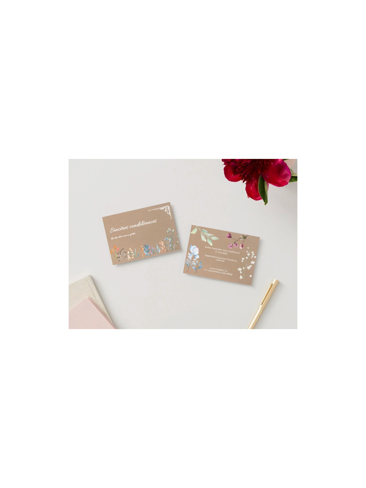 Carte de Condoléances "Condoléances Florales" | Un Message de Soutien avec Douceur