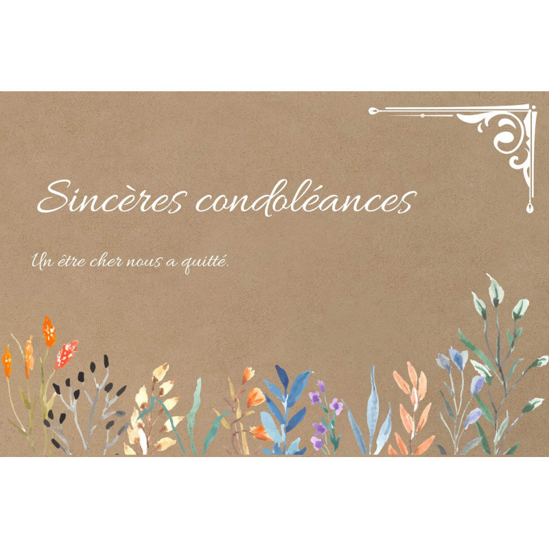 Carte de Condoléances "Condoléances Florales" | Un Message de Soutien avec Douceur Carte de Condoléances "Condoléances Florales" | Un Message de Soutien avec Douceur