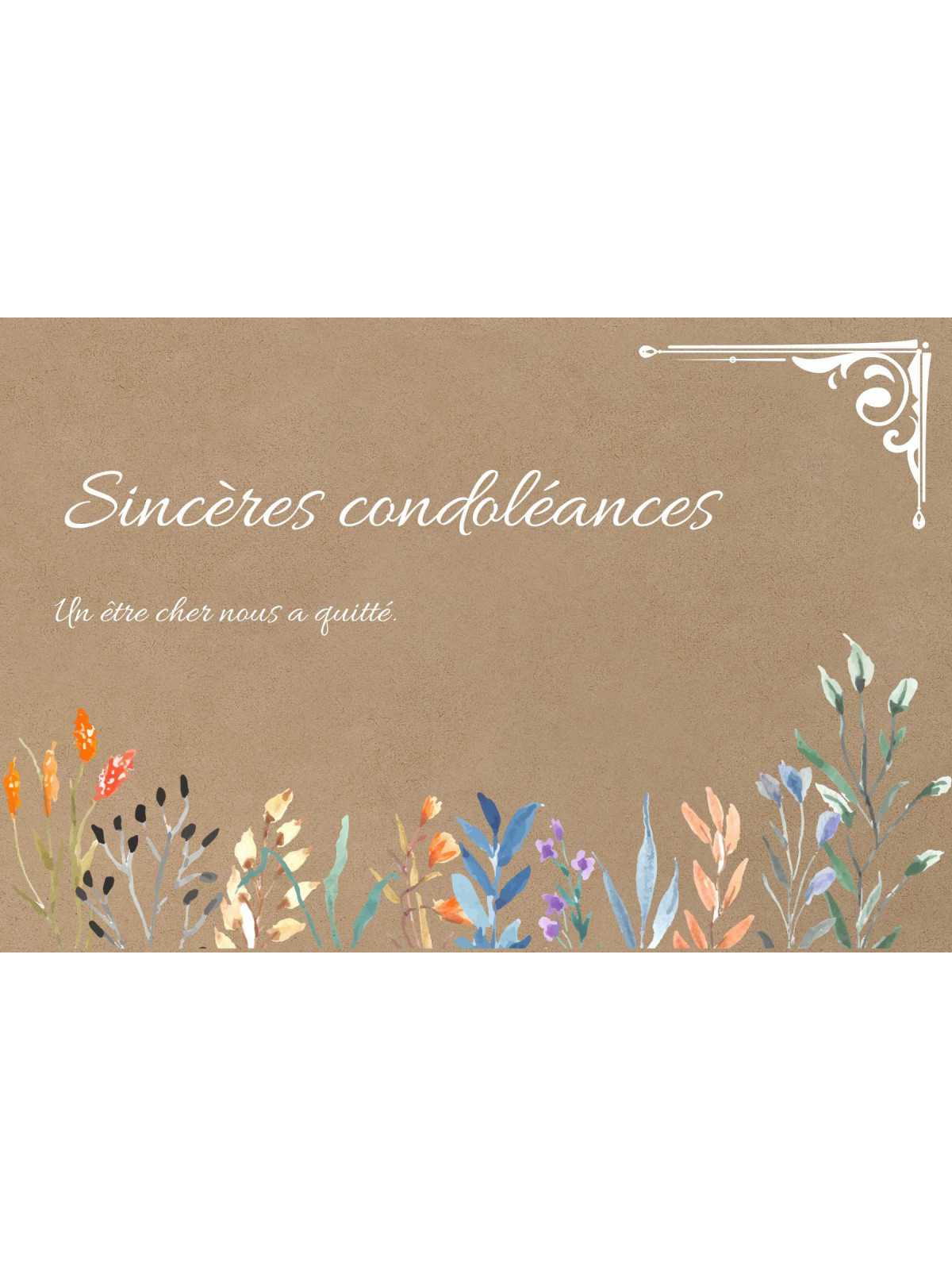 Carte de Condoléances "Condoléances Florales" | Un Message de Soutien avec Douceur