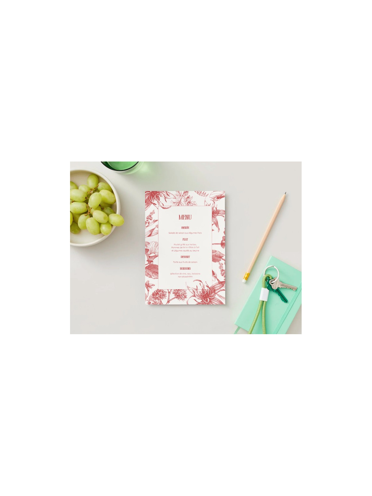 Menu de mariage "Rouge Éternel" – Élégance et Passion sur votre table