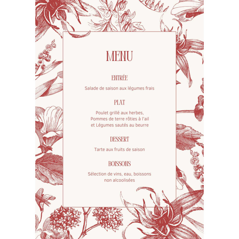 Menu de mariage "Rouge Éternel" – Élégance et Passion sur votre table Menu de mariage "Rouge Éternel" – Élégance et Passion sur votre table