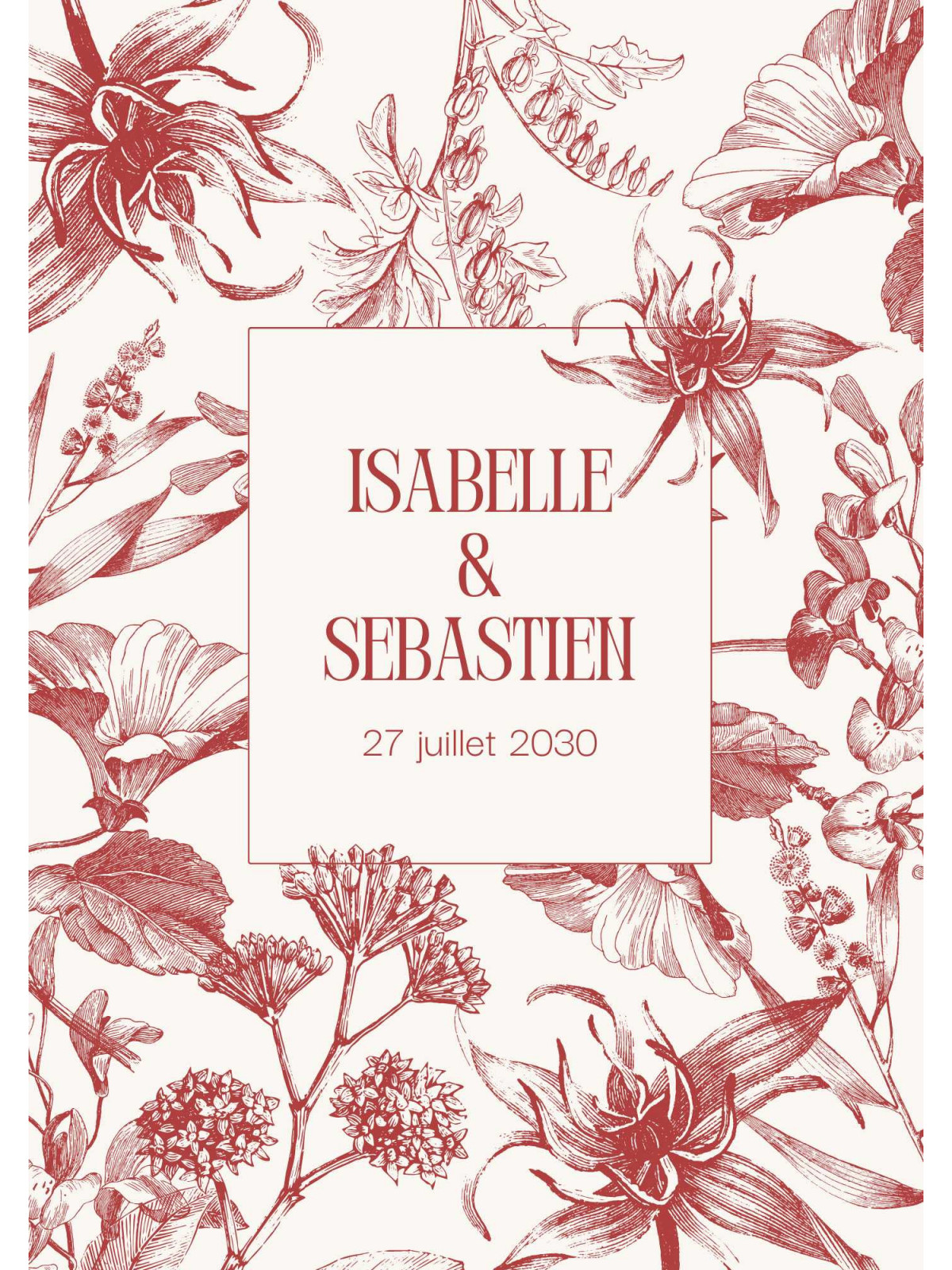 Menu de mariage "Rouge Éternel" – Élégance et Passion sur votre table