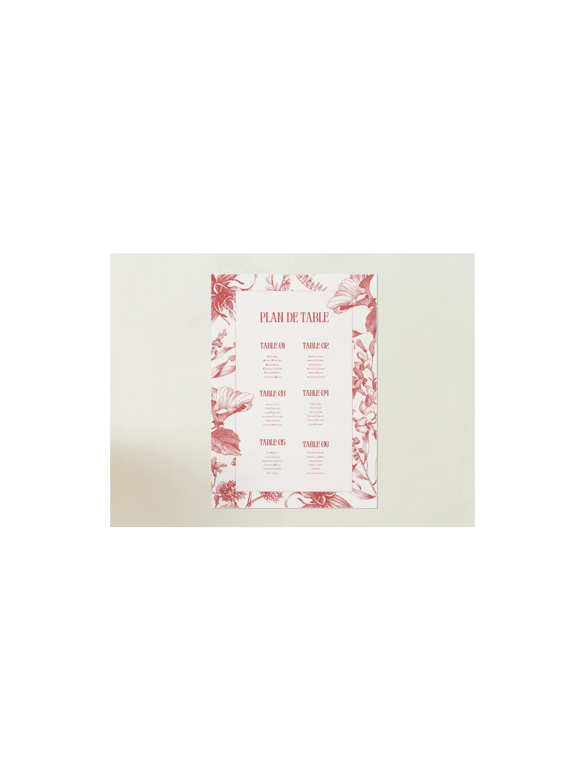 Plan de table mariage "Rouge Éternel" – Élégance et organisation pour votre réception