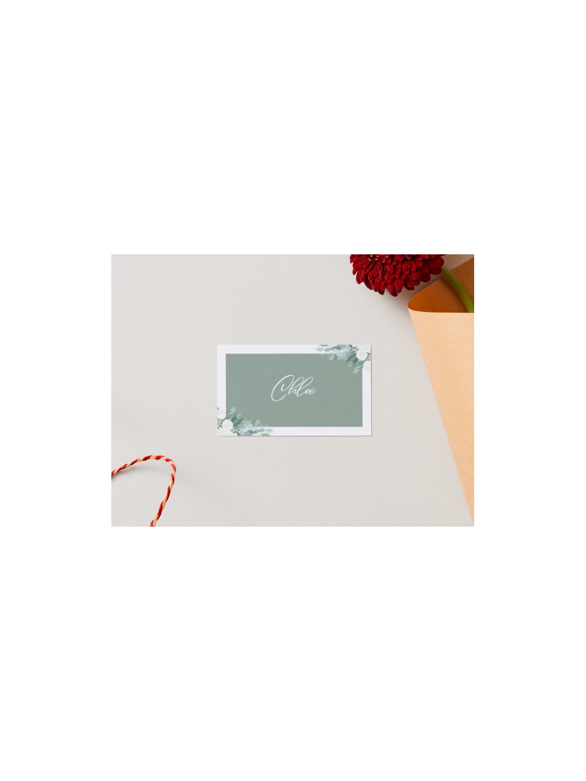 Marque-place mariage Émeraude Florale – Élégance et nature pour votre table
