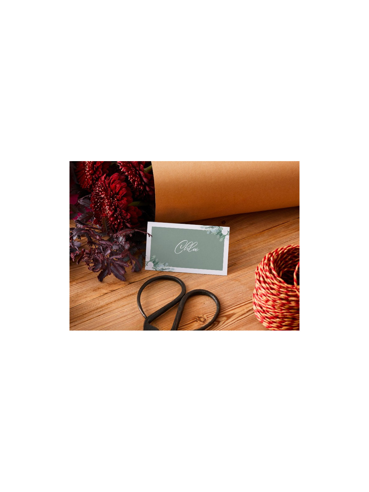 Marque-place mariage Émeraude Florale – Élégance et nature pour votre table