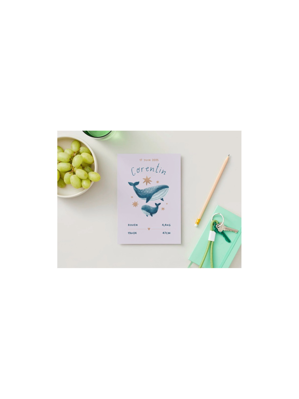 Faire-part Naissance Baleine Pastel – Doux & Personnalisé | Paper Story