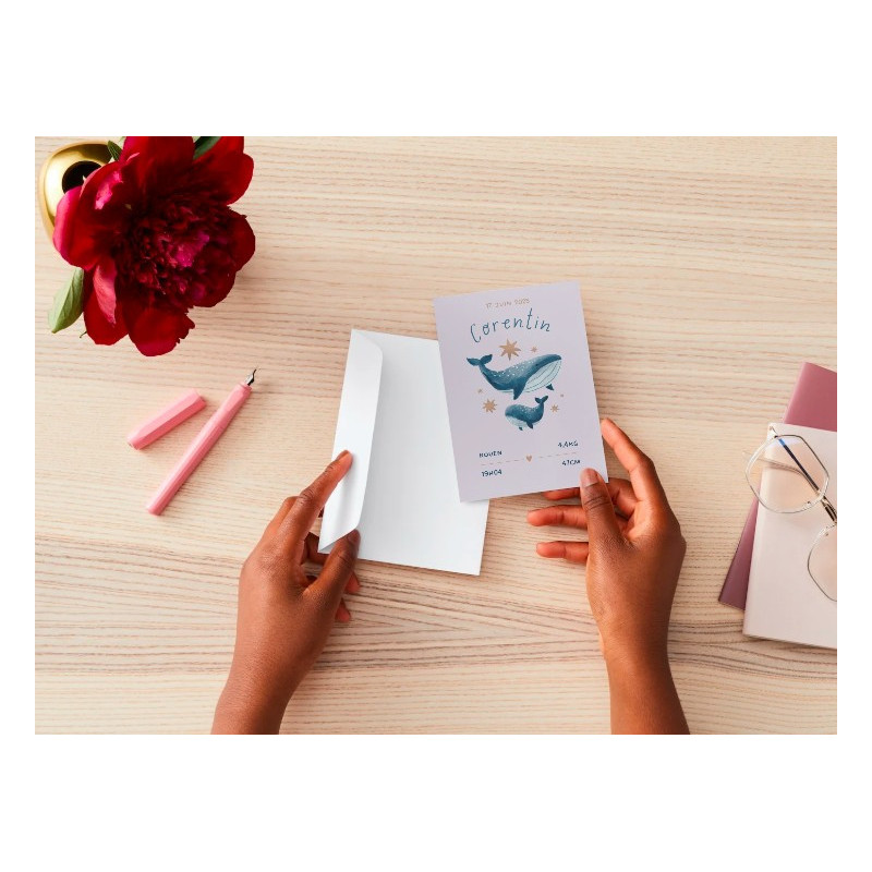 Faire-part Naissance Baleine Pastel – Doux & Personnalisé | Paper Story
