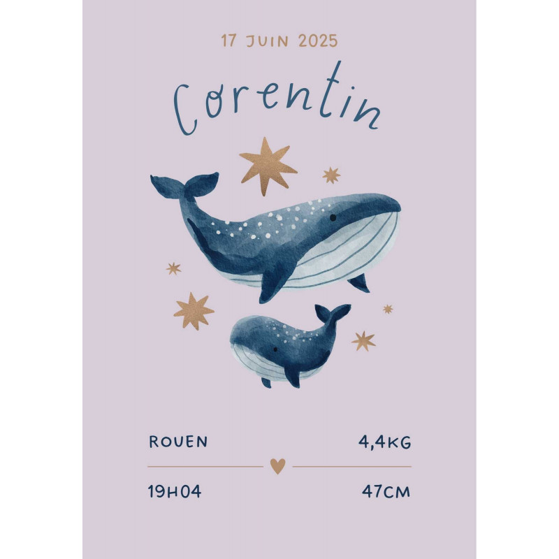 Faire-part Naissance Baleine Pastel – Doux & Personnalisé | Paper Story
