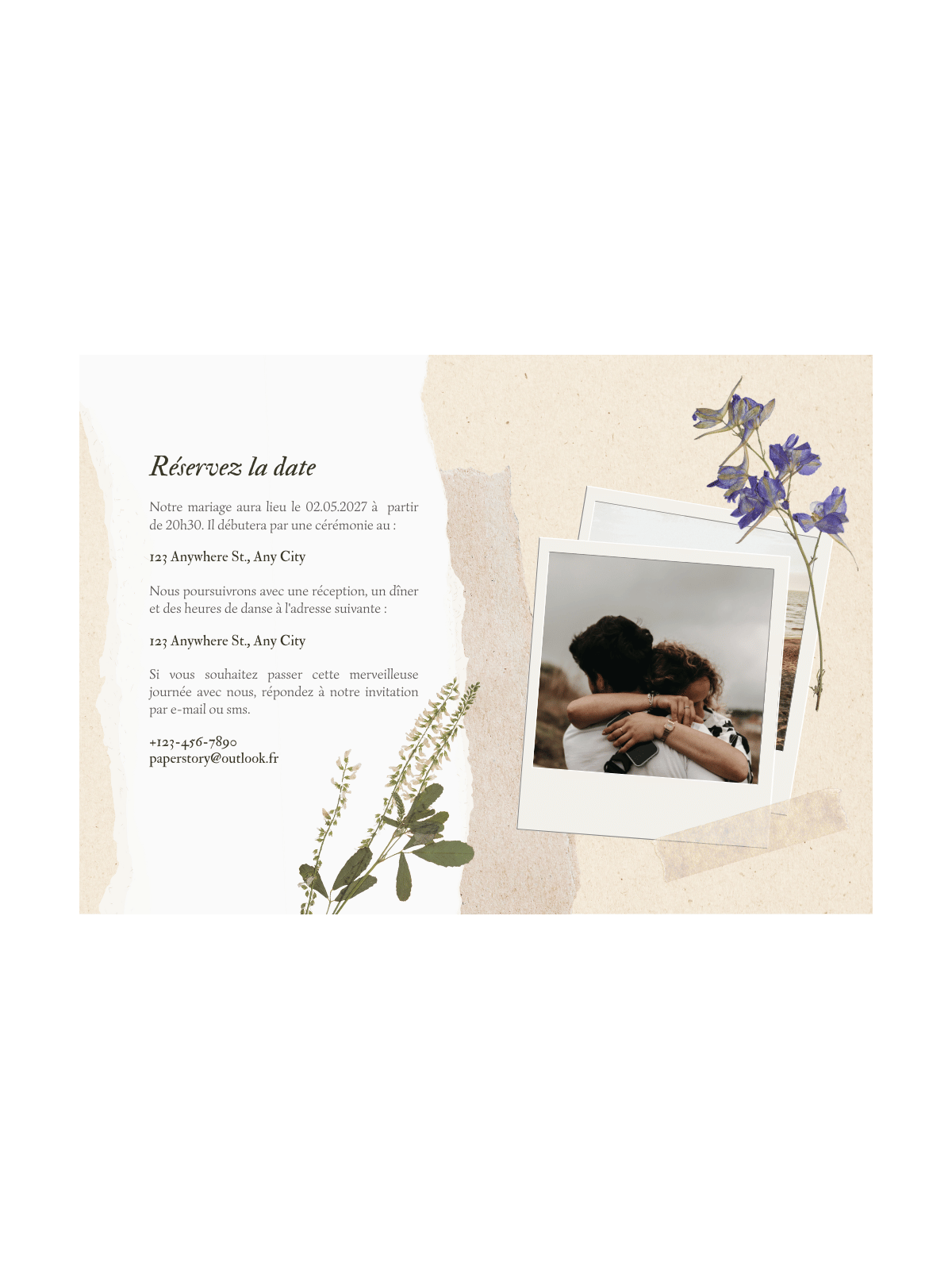 Faire-part de mariage "Naturellement Nous" – Élégance & Authenticité | Paper Story