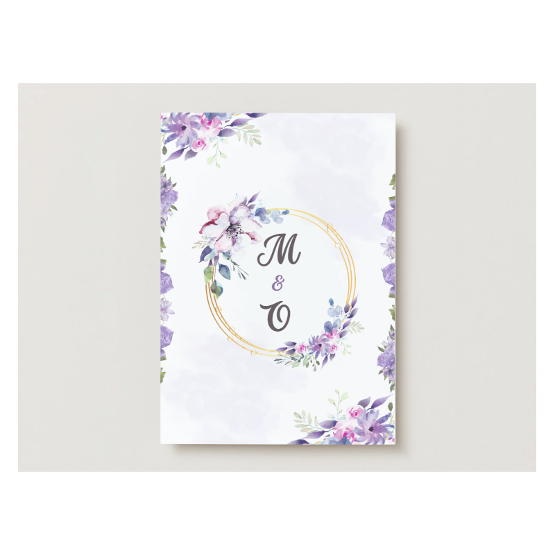 Faire-part de mariage floral – Élégance et romantisme en nuances de violet Faire-part de mariage floral – Élégance et romantisme en nuances de violet
