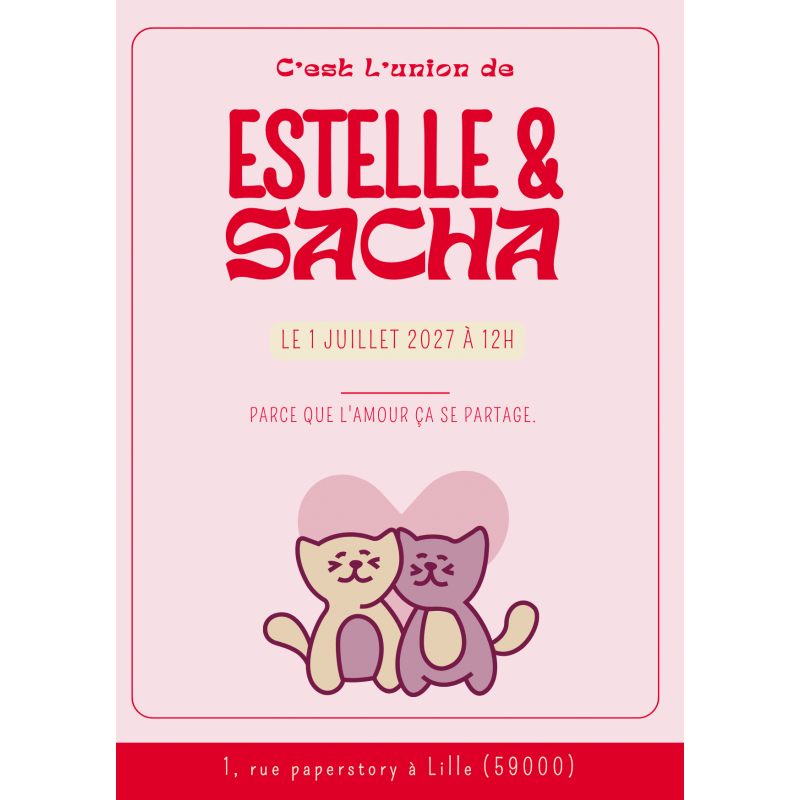 Faire-part de mariage "Red Dingue de Toi" – Invitation originale et romantique Faire-part de mariage "Red Dingue de Toi" – Invitation originale et romantique