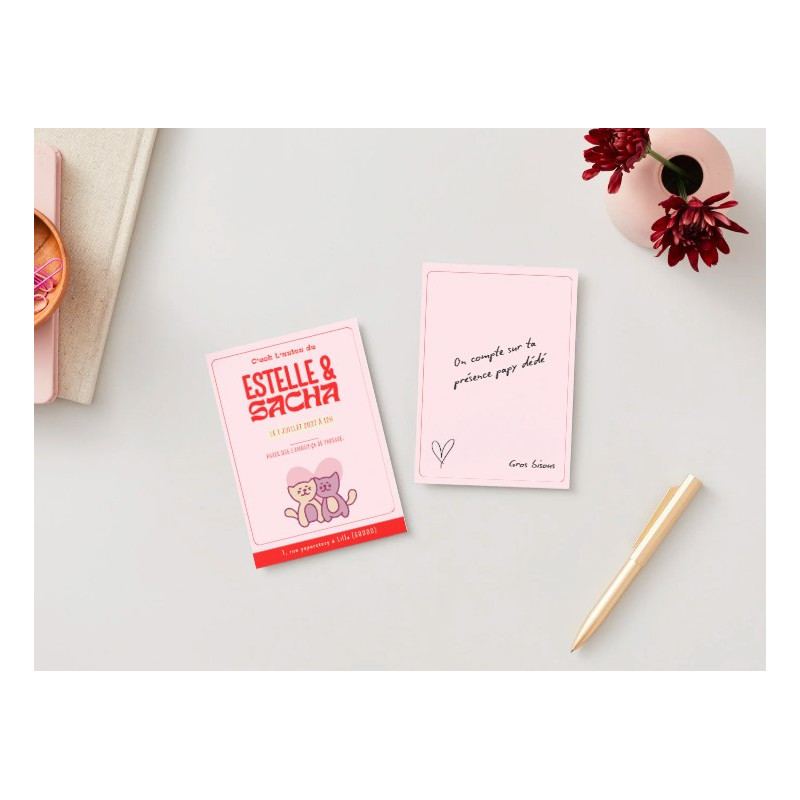 Faire-part de mariage "Red Dingue de Toi" – Invitation originale et romantique Faire-part de mariage "Red Dingue de Toi" – Invitation originale et romantique