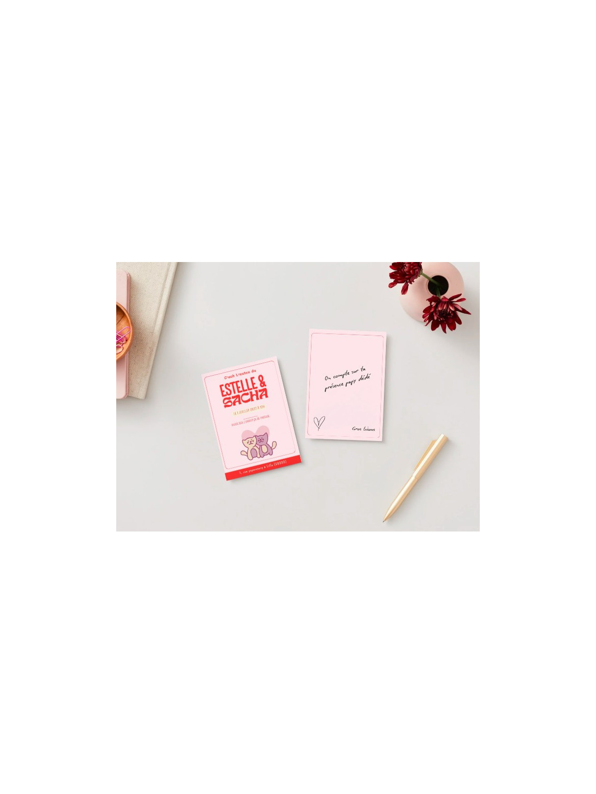 Faire-part de mariage "Red Dingue de Toi" – Invitation originale et romantique