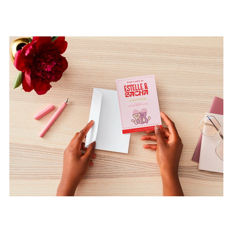 Faire-part de mariage "Red Dingue de Toi" – Invitation originale et romantique Faire-part de mariage "Red Dingue de Toi" – Invitation originale et romantique