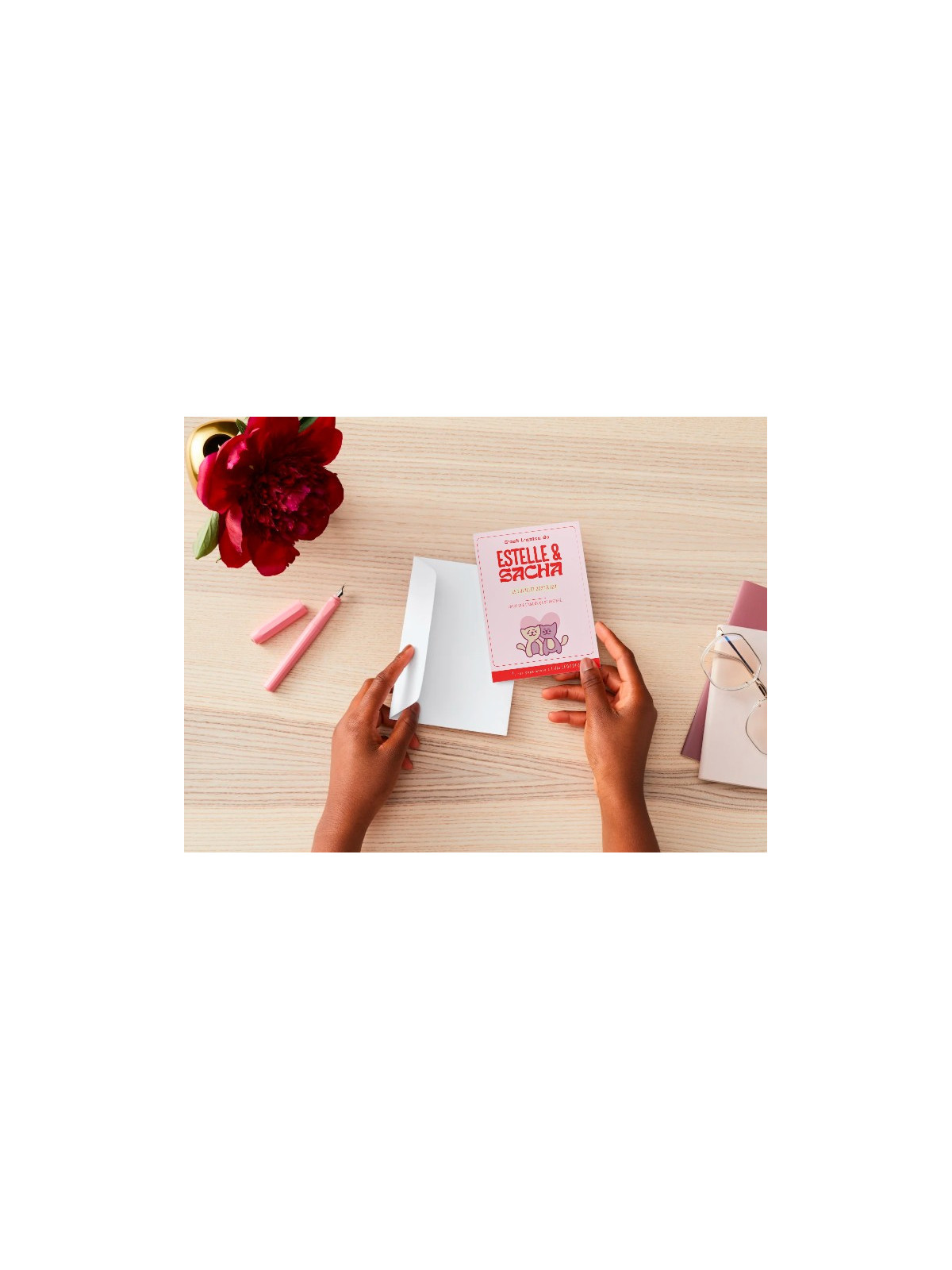 Faire-part de mariage "Red Dingue de Toi" – Invitation originale et romantique