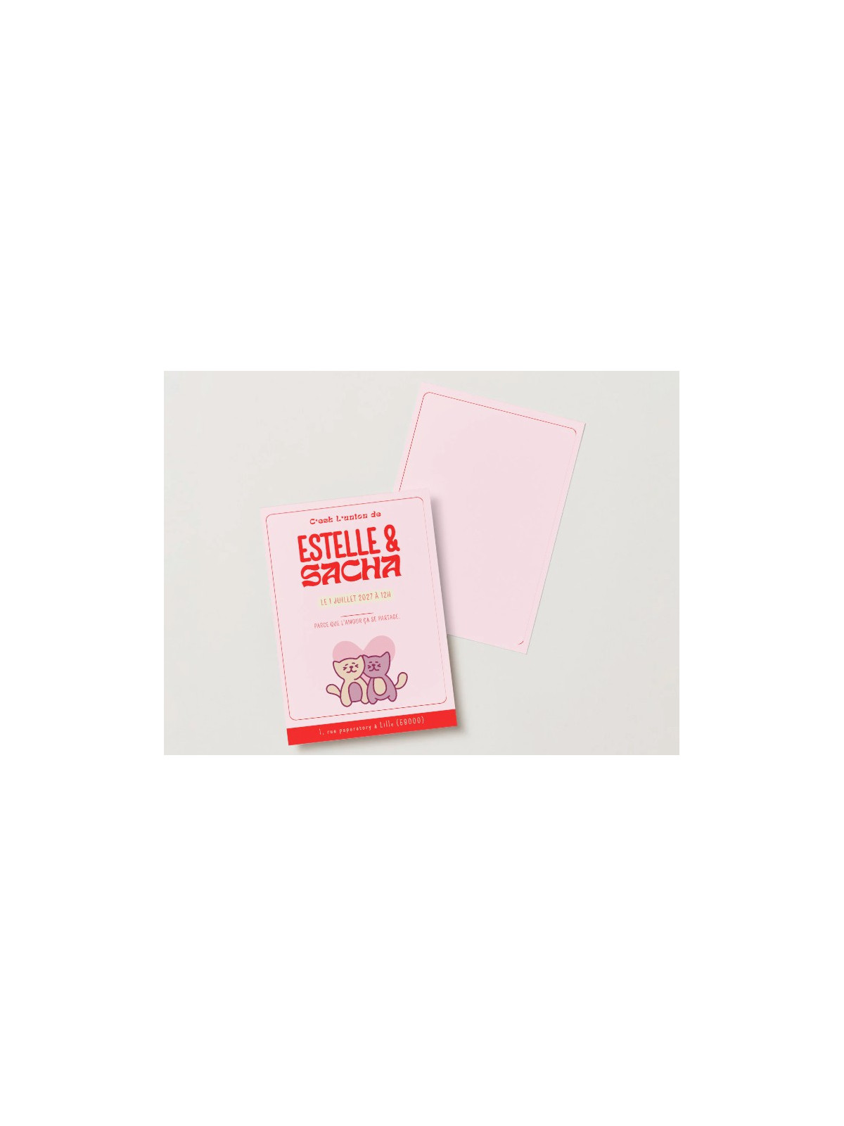 Faire-part de mariage "Red Dingue de Toi" – Invitation originale et romantique